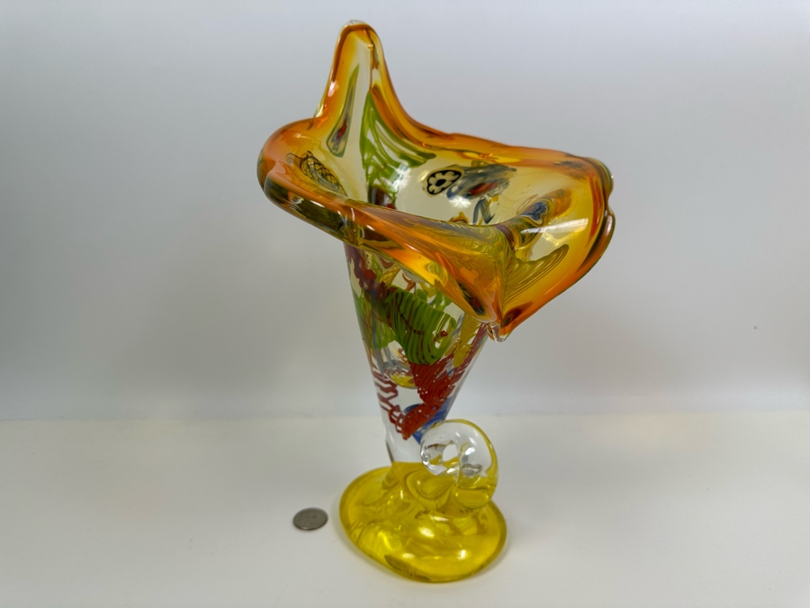 Impressive Art Glass Vase 13H [Photo 16]