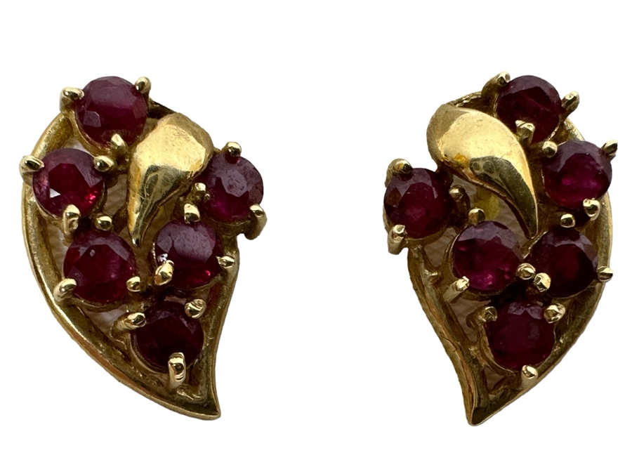 14K Gold Ruby Earrings 2.9g