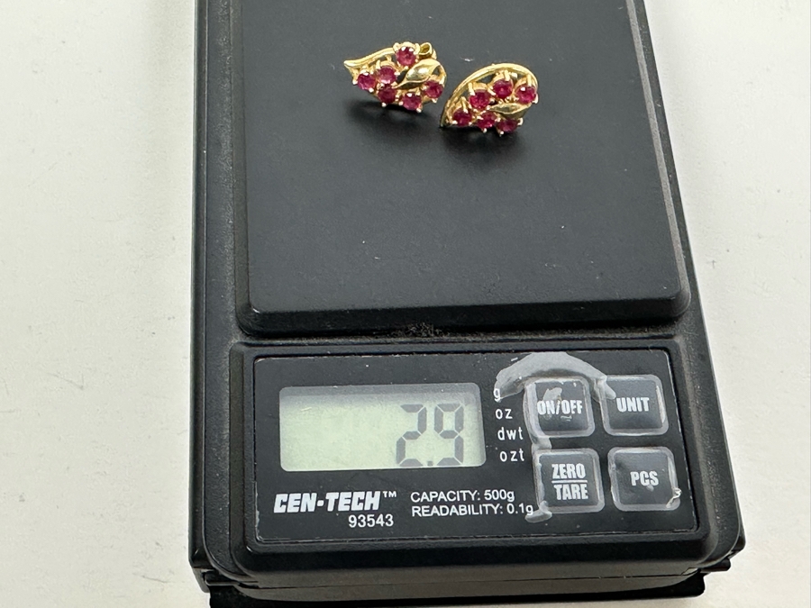 14K Gold Ruby Earrings 2.9g [Photo 9]