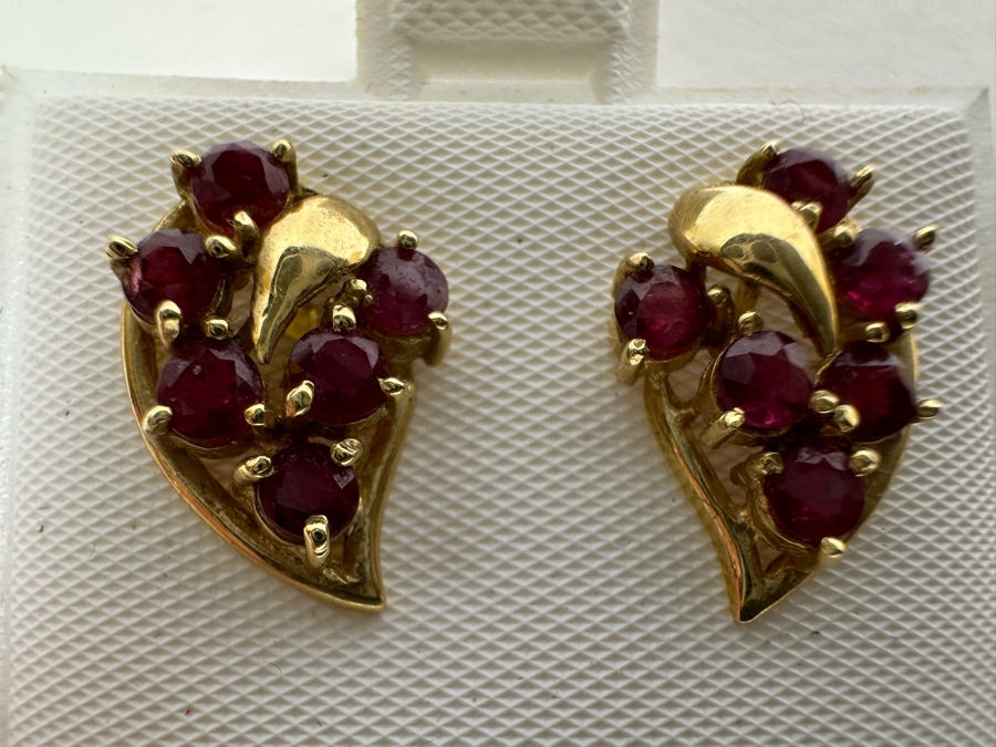 14K Gold Ruby Earrings 2.9g [Photo 5]