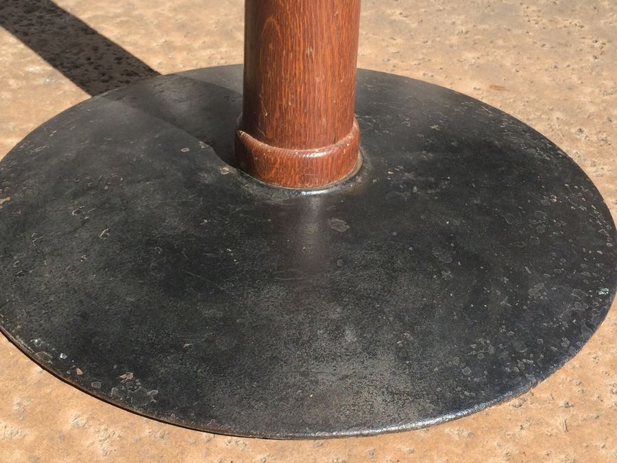 Vintage Mercantile Coat Rack with Solid Cast Iron Base and Quarter Sawn Oak Pole - Must See [Photo 3]