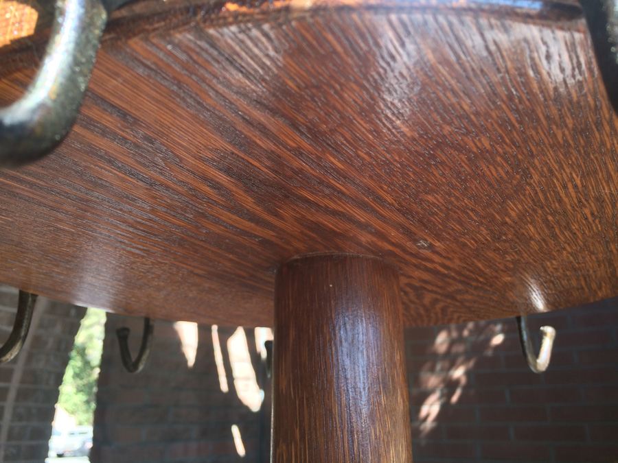 Vintage Mercantile Coat Rack with Solid Cast Iron Base and Quarter Sawn Oak Pole - Must See [Photo 9]