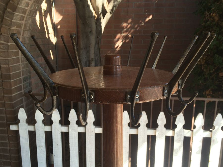 Vintage Mercantile Coat Rack with Solid Cast Iron Base and Quarter Sawn Oak Pole - Must See [Photo 17]