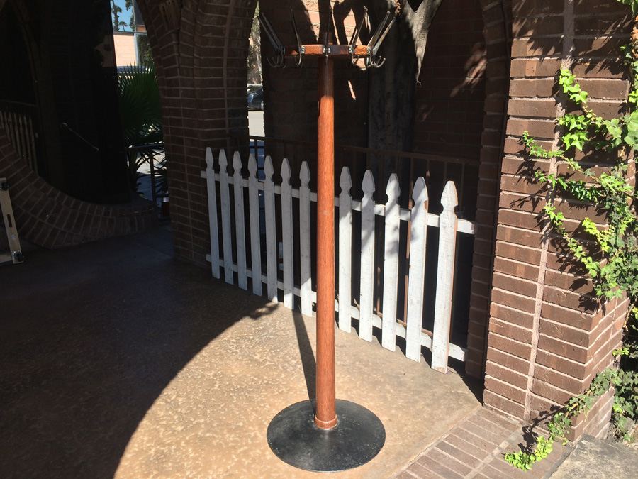 Vintage Mercantile Coat Rack with Solid Cast Iron Base and Quarter Sawn Oak Pole - Must See [Photo 4]