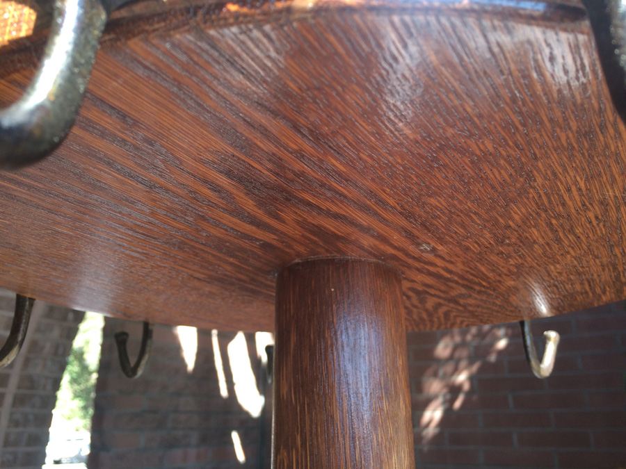 Vintage Mercantile Coat Rack with Solid Cast Iron Base and Quarter Sawn Oak Pole - Must See [Photo 8]