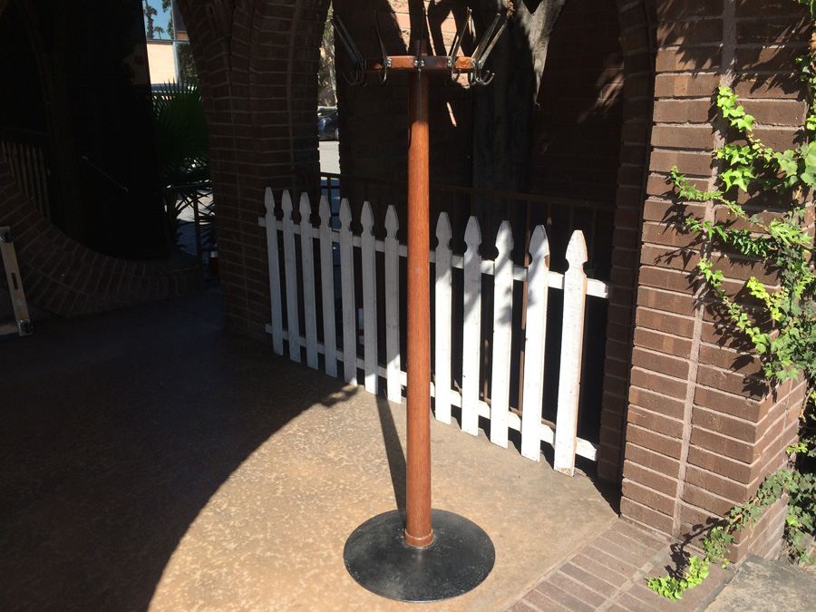 Vintage Mercantile Coat Rack with Solid Cast Iron Base and Quarter Sawn Oak Pole - Must See [Photo 1]