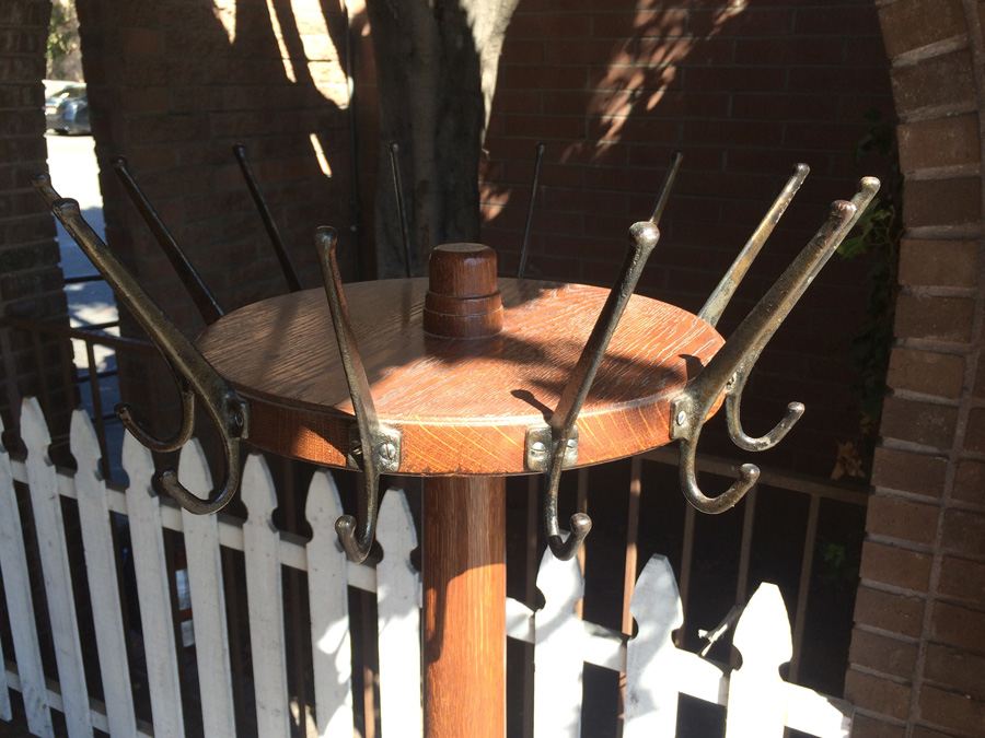 Vintage Mercantile Coat Rack with Solid Cast Iron Base and Quarter Sawn Oak Pole - Must See [Photo 13]