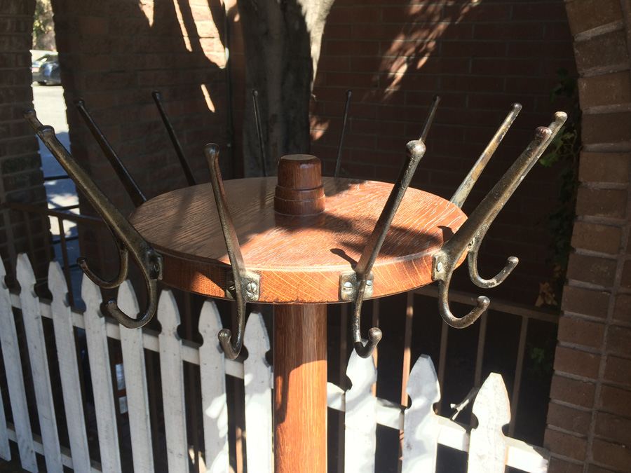 Vintage Mercantile Coat Rack with Solid Cast Iron Base and Quarter Sawn Oak Pole - Must See [Photo 14]
