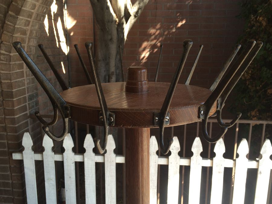 Vintage Mercantile Coat Rack with Solid Cast Iron Base and Quarter Sawn Oak Pole - Must See [Photo 16]
