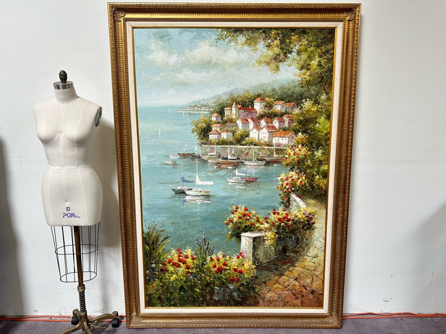 Large Original Seascape Oil On Canvas Signed Painting 48 X 72 Framed 57.5 X 81.5 [Photo 13]