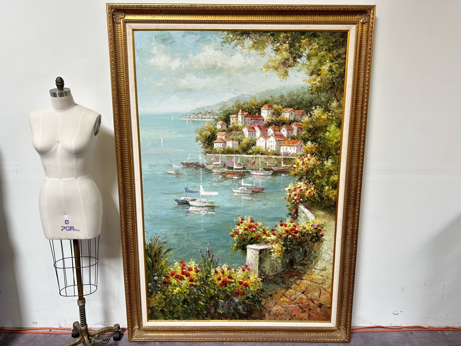 Large Original Seascape Oil On Canvas Signed Painting 48 X 72 Framed 57.5 X 81.5 [Photo 4]