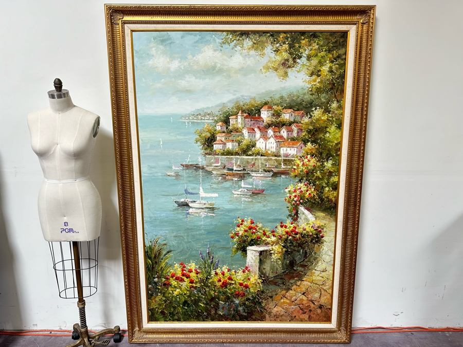 Large Original Seascape Oil On Canvas Signed Painting 48 X 72 Framed 57.5 X 81.5 [Photo 3]