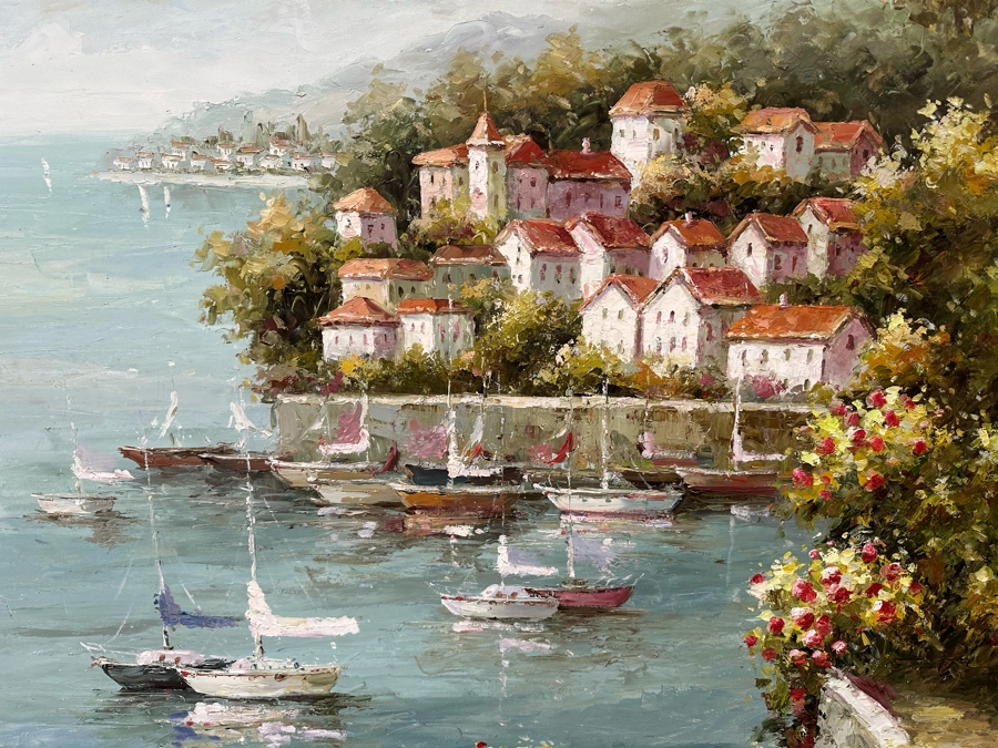 Large Original Seascape Oil On Canvas Signed Painting 48 X 72 Framed 57.5 X 81.5 [Photo 5]