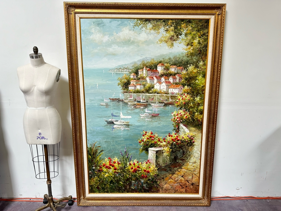 Large Original Seascape Oil On Canvas Signed Painting 48 X 72 Framed 57.5 X 81.5 [Photo 2]