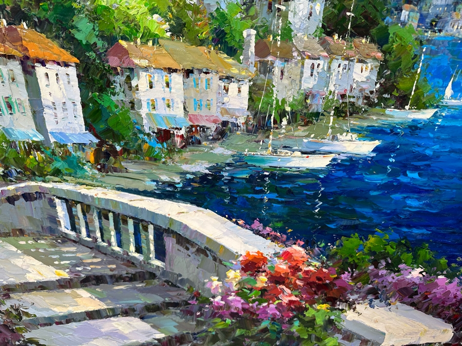 Large Original Seascape Oil On Canvas Painting Signed Antonio 72 X 48 Framed 80 X 56 [Photo 12]