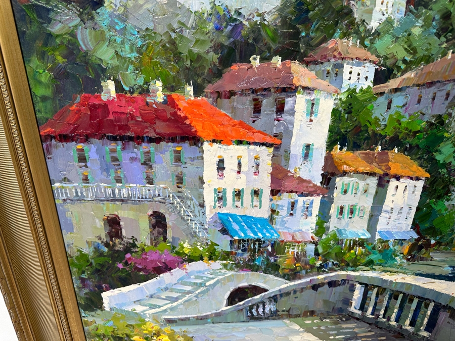 Large Original Seascape Oil On Canvas Painting Signed Antonio 72 X 48 Framed 80 X 56 [Photo 13]