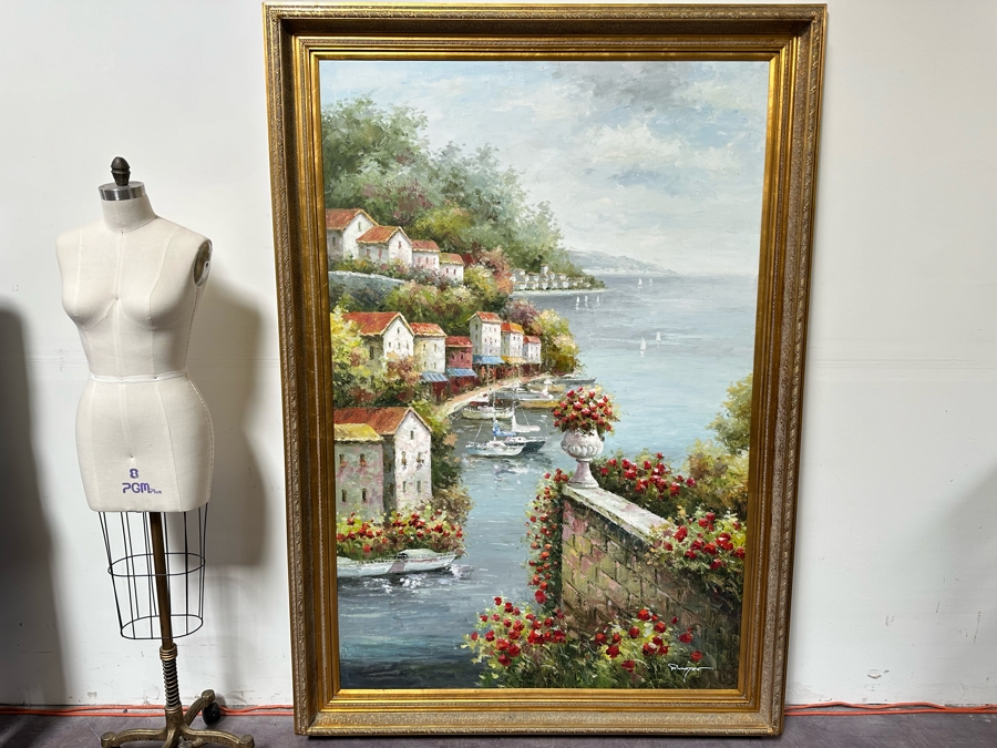 Large Original Seascape Oil On Canvas Signed Painting 48 X 72 Framed 58.5 X 82.5 [Photo 3]