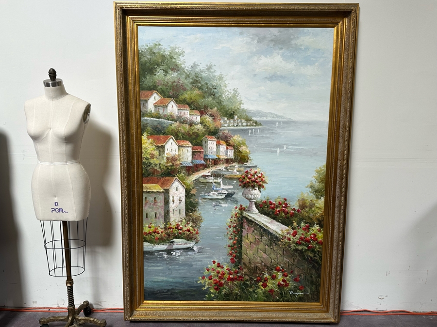 Large Original Seascape Oil On Canvas Signed Painting 48 X 72 Framed 58.5 X 82.5 [Photo 4]