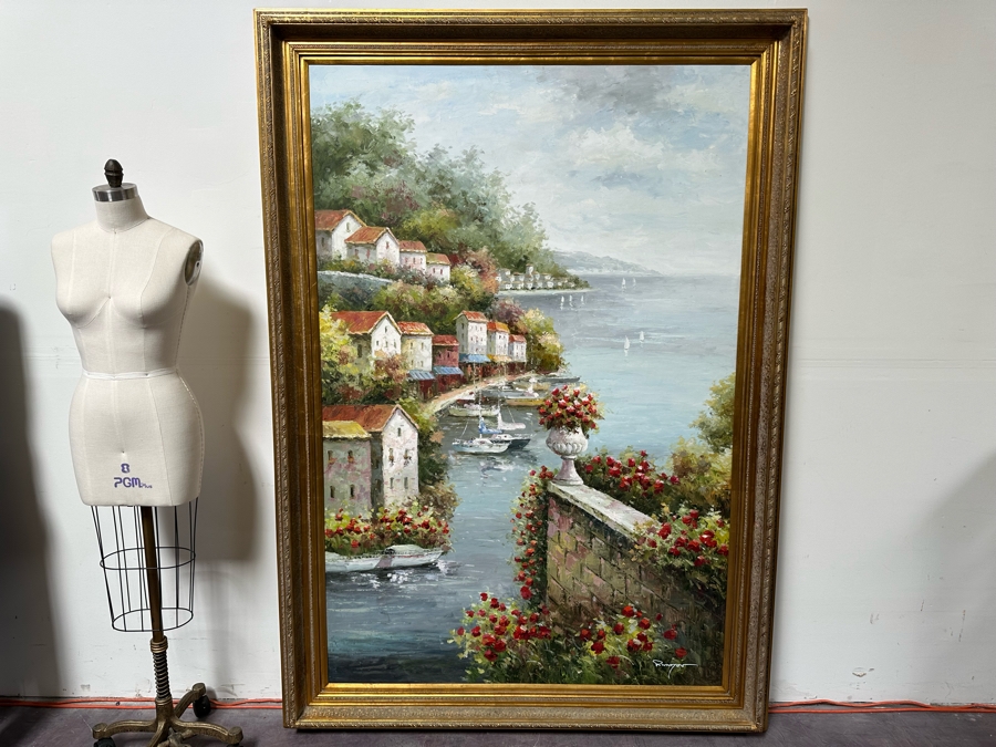 Large Original Seascape Oil On Canvas Signed Painting 48 X 72 Framed 58.5 X 82.5 [Photo 5]