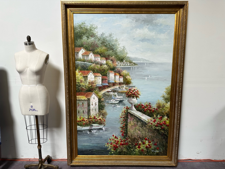 Large Original Seascape Oil On Canvas Signed Painting 48 X 72 Framed 58.5 X 82.5 [Photo 2]