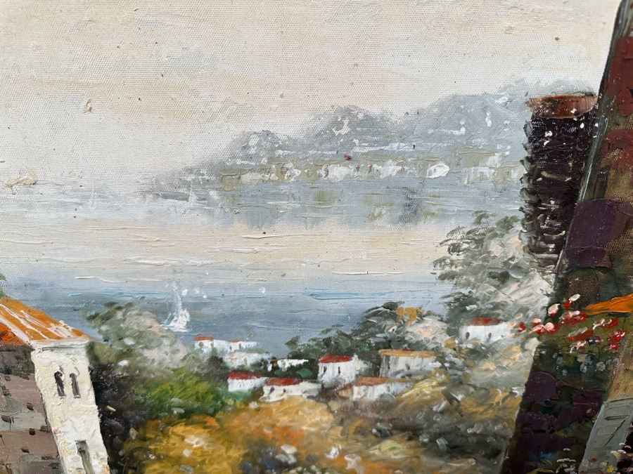 Large Original Cityscape Seascape Oil On Canvas Painting Signed Johnson 36 X 48 Framed 48 X 60 Retails $2,800 [Photo 11]