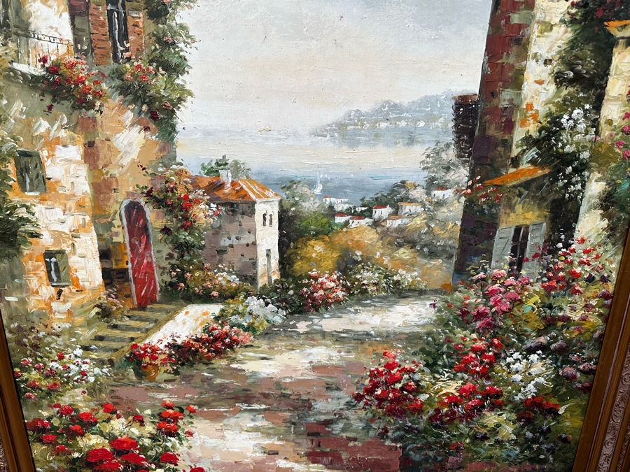 Large Original Cityscape Seascape Oil On Canvas Painting Signed Johnson 36 X 48 Framed 48 X 60 Retails $2,800 [Photo 9]