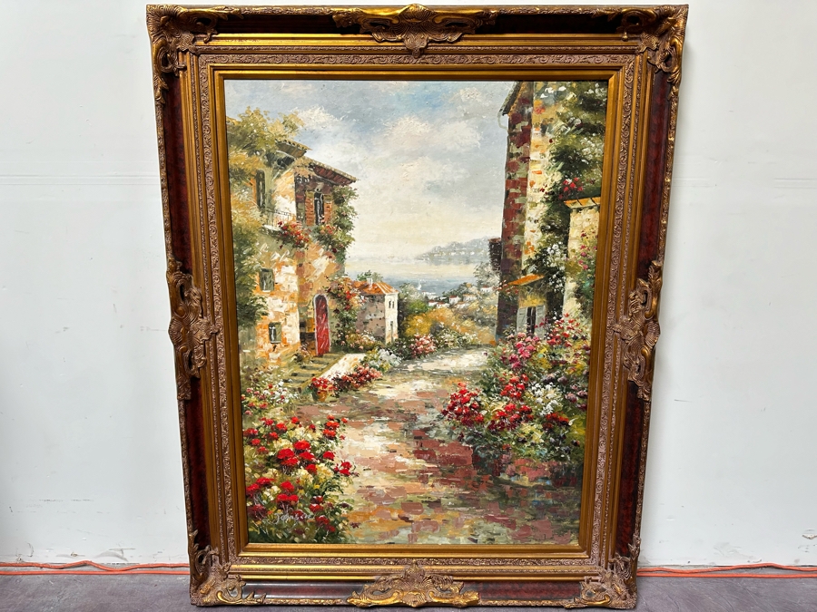 Large Original Cityscape Seascape Oil On Canvas Painting Signed Johnson 36 X 48 Framed 48 X 60 Retails $2,800 [Photo 5]