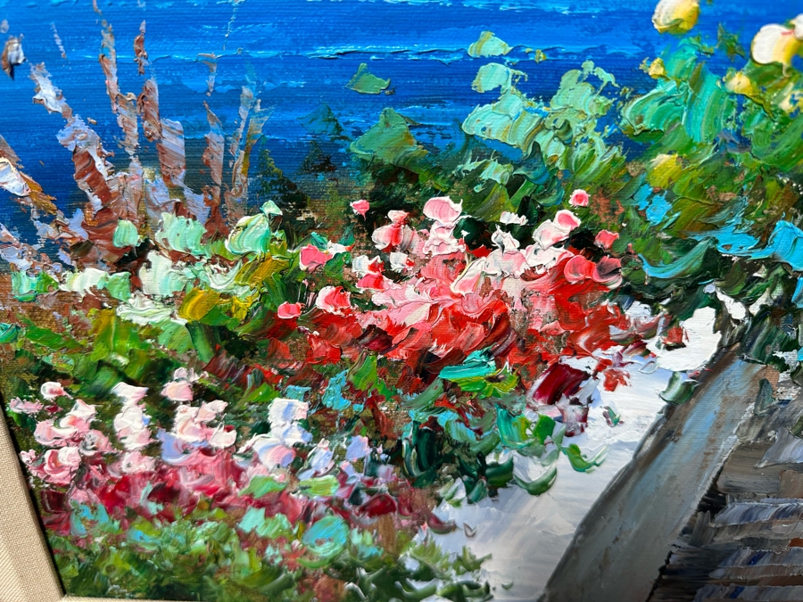 Original Seascape Italian Scenery Oil On Canvas Painting Signed Sabastion 24 X 20 Framed 32.5 X 29	 [Photo 6]