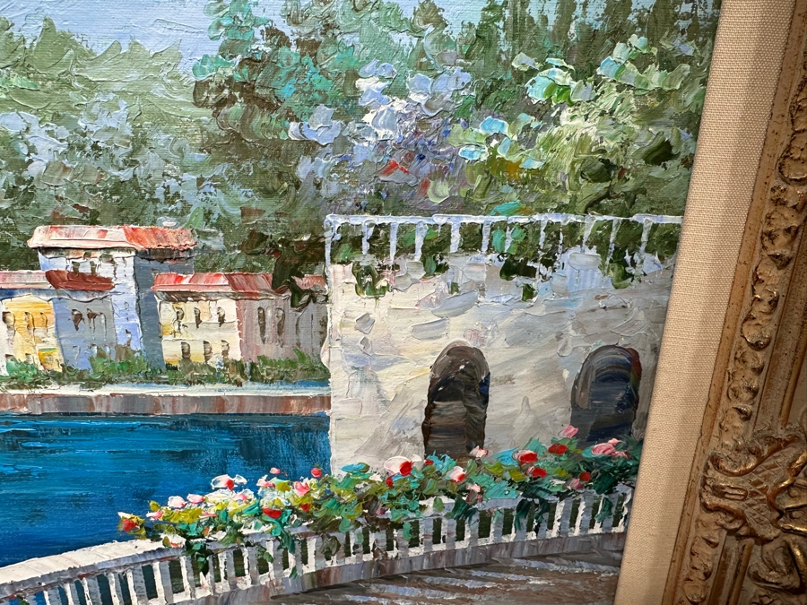 Original Seascape Italian Scenery Oil On Canvas Painting Signed Sabastion 24 X 20 Framed 32.5 X 29	 [Photo 10]