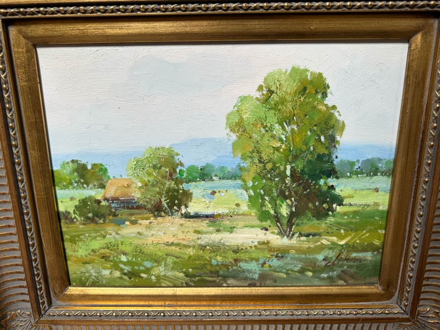 Original Plein Air Landscape Painting On Canvas Signed Clifton 16 X 12 Framed 24 X 20.5 [Photo 4]