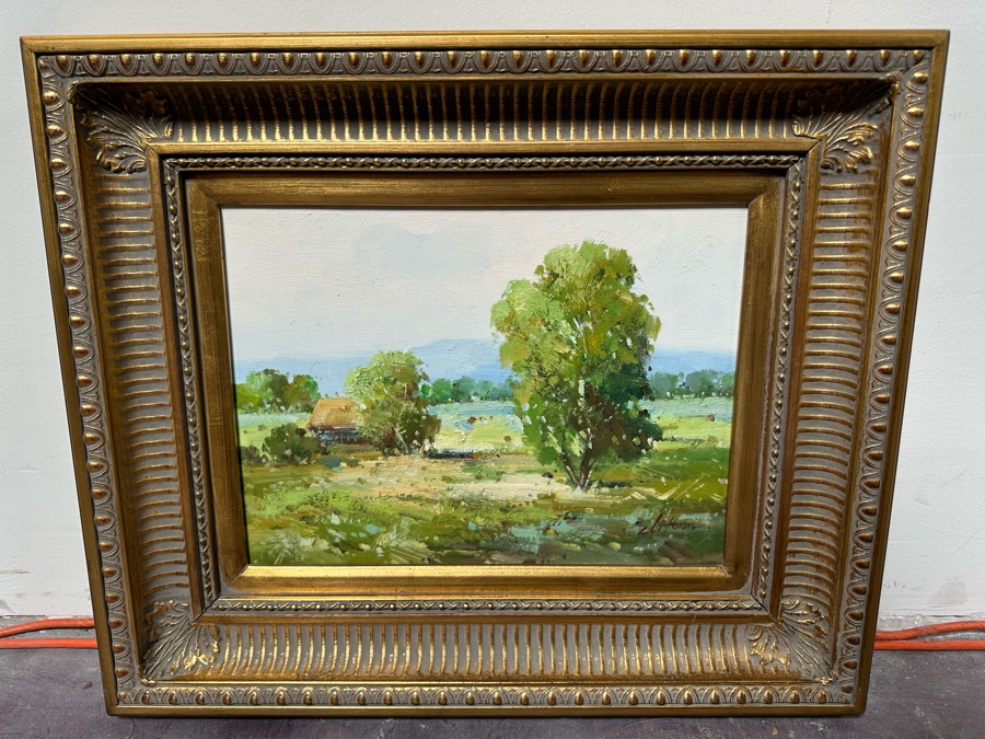 Original Plein Air Landscape Painting On Canvas Signed Clifton 16 X 12 Framed 24 X 20.5 [Photo 2]