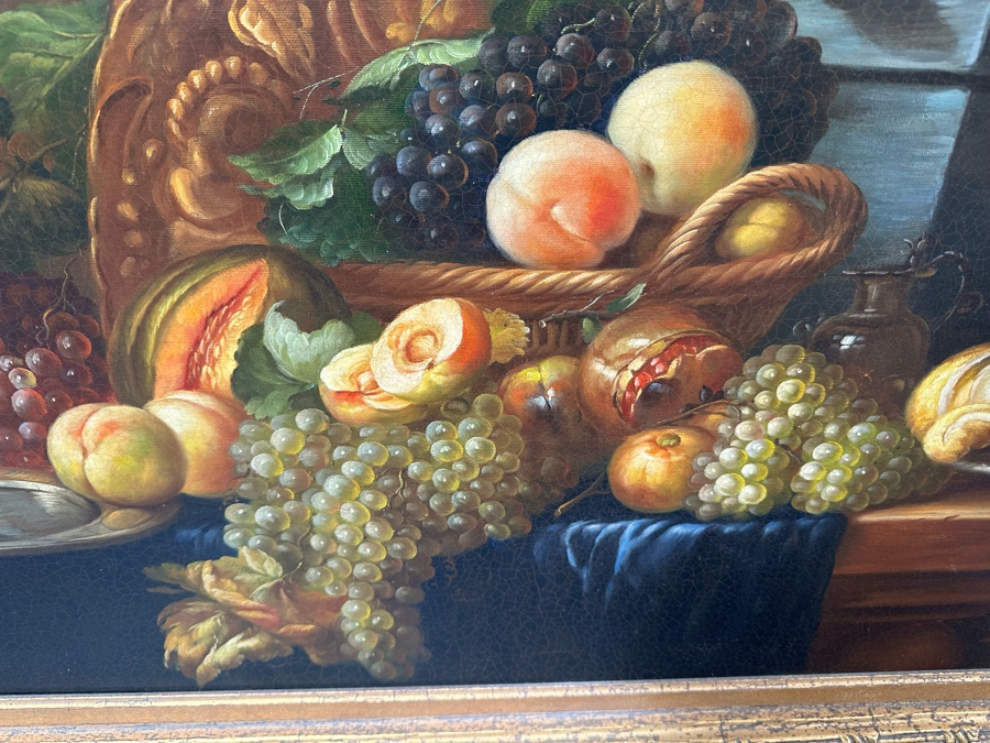 Original Still Life With Parrot And Fruit Painting On Canvas Signed Schroter 40 X 30 Framed 54.5 X 45 [Photo 12]