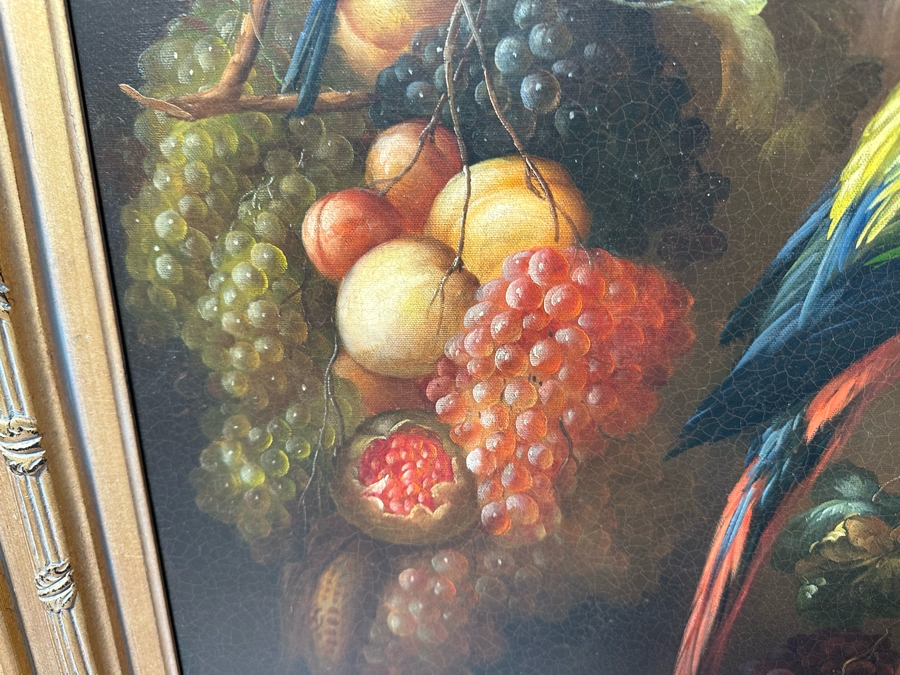 Original Still Life With Parrot And Fruit Painting On Canvas Signed Schroter 40 X 30 Framed 54.5 X 45 [Photo 10]