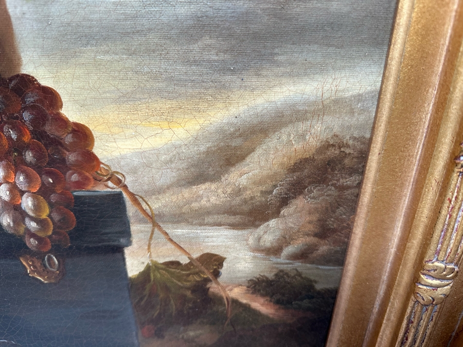 Original Still Life With Parrot And Fruit Painting On Canvas Signed Schroter 40 X 30 Framed 54.5 X 45 [Photo 14]