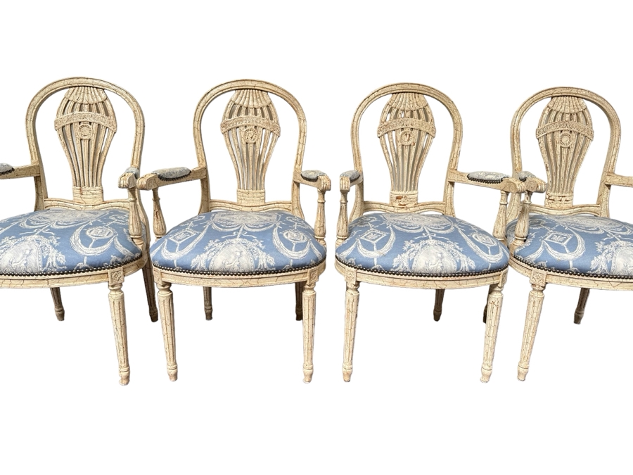 Isenhour Furniture Balloon Back Armchairs, Set Of Four