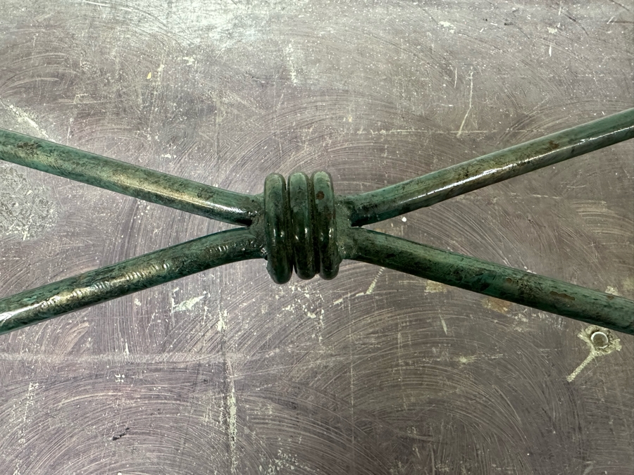 Metal Green Finish Console Table With Glass Top 50W X 17D X 27.5H [Photo 6]