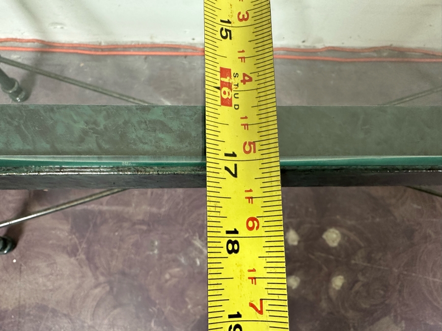 Metal Green Finish Console Table With Glass Top 50W X 17D X 27.5H [Photo 8]