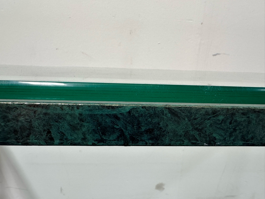 Metal Green Finish Console Table With Glass Top 50W X 17D X 27.5H [Photo 9]