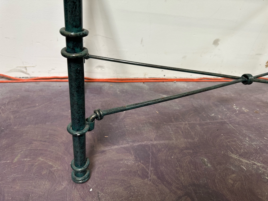 Metal Green Finish Console Table With Glass Top 50W X 17D X 27.5H [Photo 5]