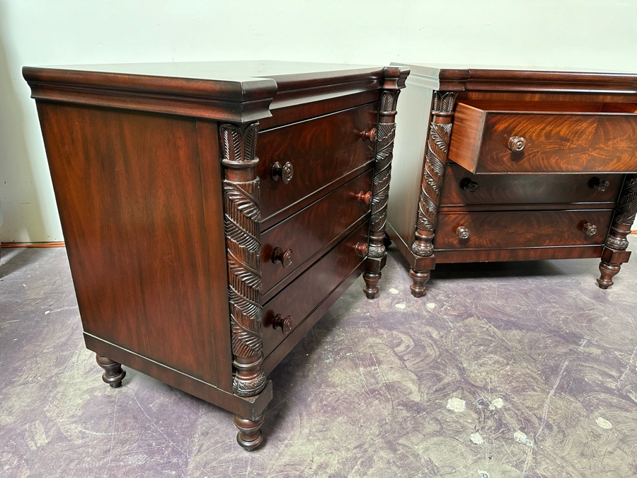 Pair Of Ralph Lauren Safari Mahogany Chest Of Drawers Dressers 35W X 21D X 32H [Photo 15]