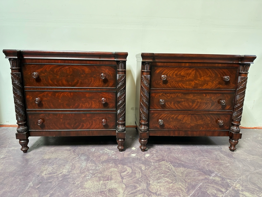 Pair Of Ralph Lauren Safari Mahogany Chest Of Drawers Dressers 35W X 21D X 32H [Photo 3]