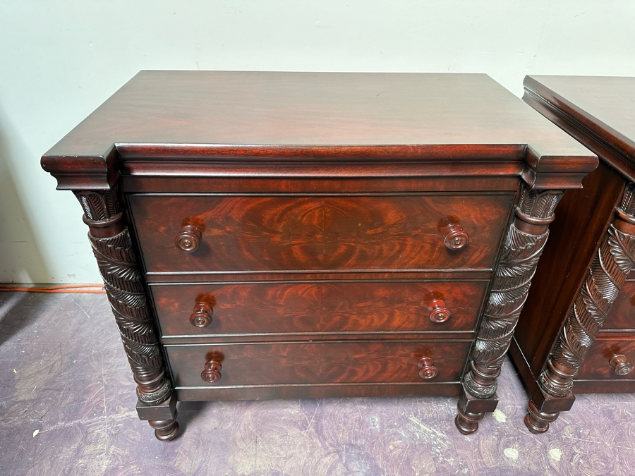 Pair Of Ralph Lauren Safari Mahogany Chest Of Drawers Dressers 35W X 21D X 32H [Photo 5]