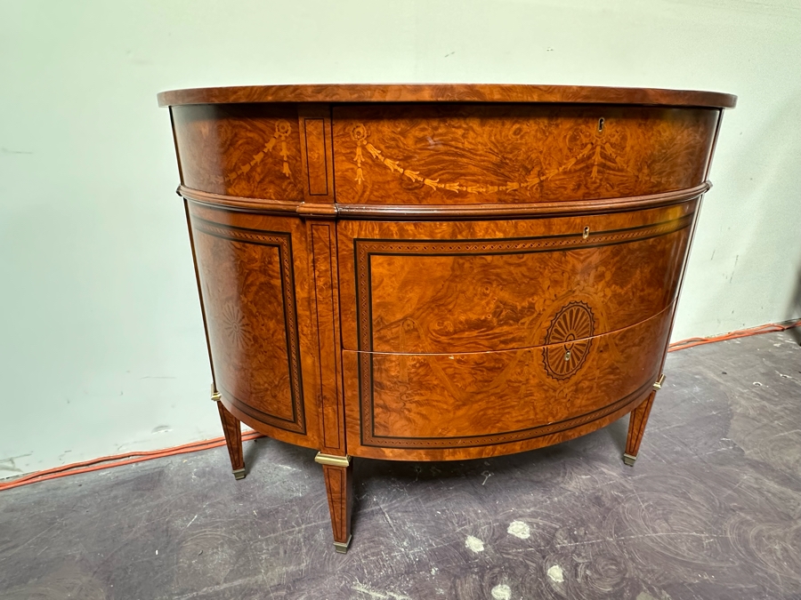 Francesco Molon Giemme Fine Furniture Demilune Commode 3 Lockable Drawers With Skeleton Key 46W X 18D X 33H Retails $2,100 [Photo 6]