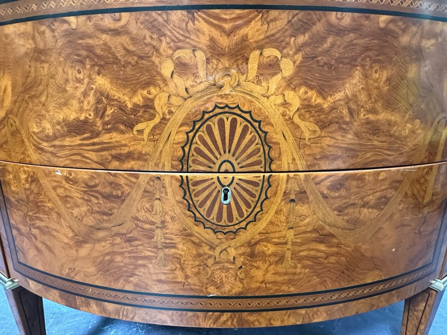 Francesco Molon Giemme Fine Furniture Demilune Commode 3 Lockable Drawers With Skeleton Key 46W X 18D X 33H Retails $2,100 [Photo 11]