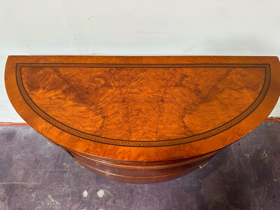 Francesco Molon Giemme Fine Furniture Demilune Commode 3 Lockable Drawers With Skeleton Key 46W X 18D X 33H Retails $2,100 [Photo 21]