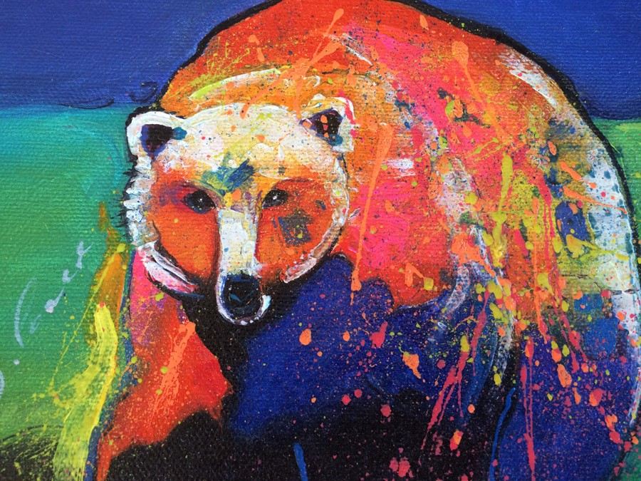 Original Painting of Polar Bear Signed By Artist