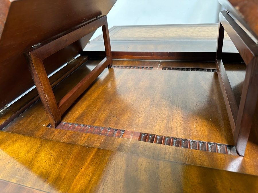 Maitland-Smith Wooden Gaming Table With Two Drawers Missing One Drawer Pull 30W X 30.5D X 32H [Photo 16]