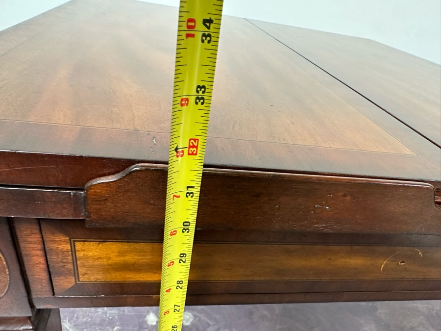 Maitland-Smith Wooden Gaming Table With Two Drawers Missing One Drawer Pull 30W X 30.5D X 32H [Photo 35]