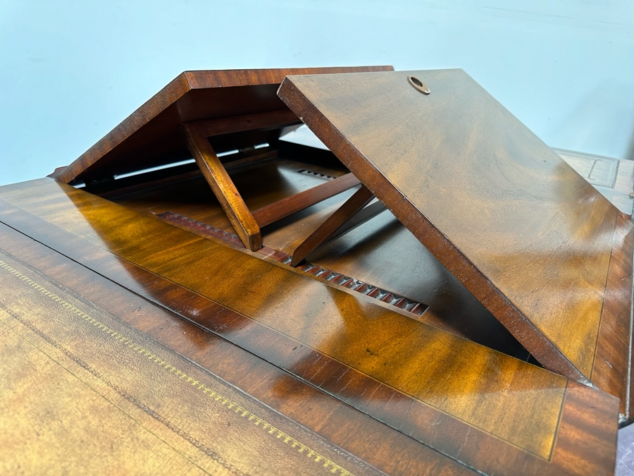 Maitland-Smith Wooden Gaming Table With Two Drawers Missing One Drawer Pull 30W X 30.5D X 32H [Photo 18]