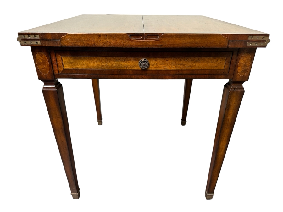 Maitland-Smith Wooden Gaming Table With Two Drawers Missing One Drawer Pull 30W X 30.5D X 32H [Photo 2]
